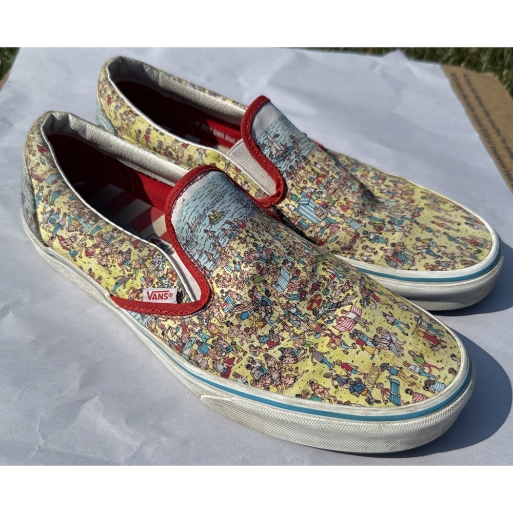 VANS Where's Waldo Beach Slip-On Shoes US Mens 11.5 Womens 13 EU 45